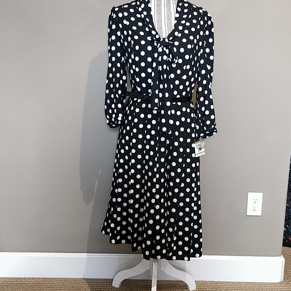 NWT Black & White polka dot Anne Klein dress